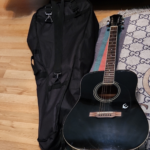 Epiphone Black Acoustic Guitar with Case